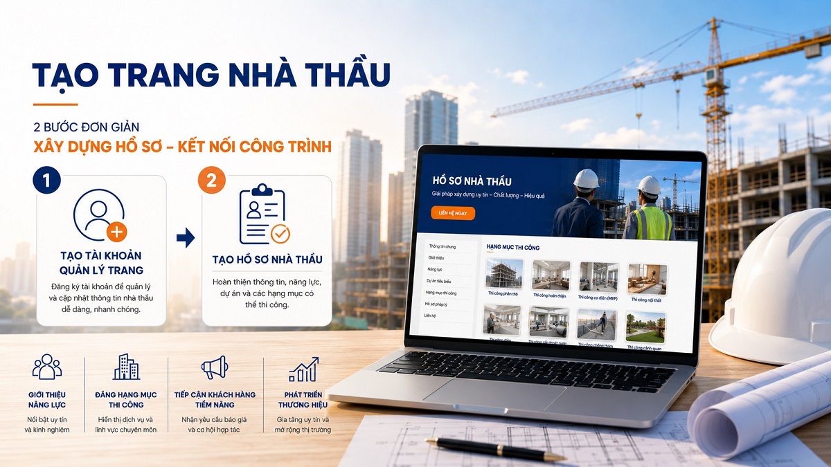Tạo trang nhà thầu